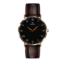 Tải hình ảnh vào trình xem Thư viện, Wrist Watch - Classic Black Rose Roman Brown Strap

